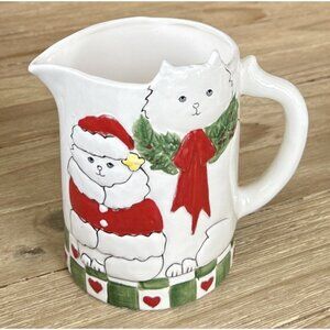 Vintage Shafford Holiday Cat Pitcher Mug By Paula Best-Bertholf 1986 Ceramic